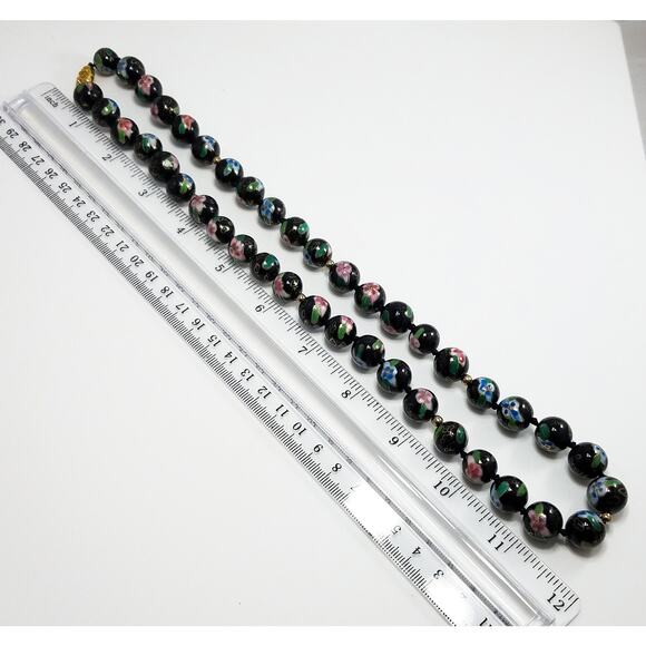 Vintage Chinese Hand Knotted Beaded Necklace, Imported 1960s - Picture 7 of 10